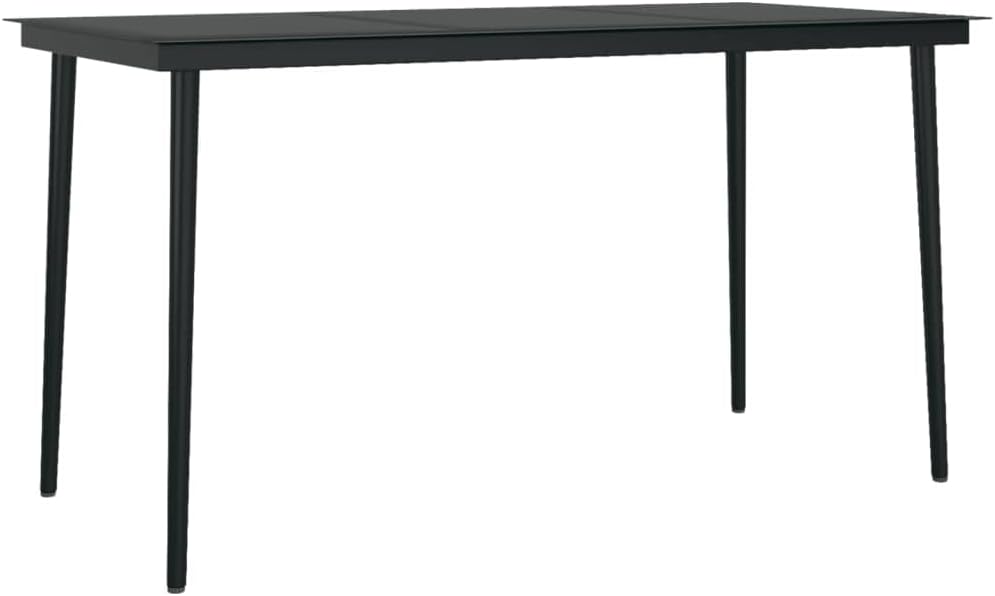7-Piece Garden Dining Set, Black PE Rattan & Powder-Coated Steel Frame, Glass Top, 6-Seater Outdoor Patio Furniture for Balcony Terrace