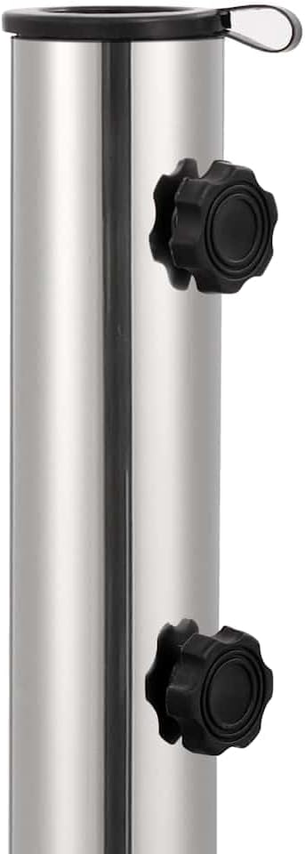 vidaXL 66.1lb Round Umbrella Base with Wheels, Patio Parasol Base for 1.5"/1.9" Pole Sizes, Granite Plate, Stainless Steel Pipe, Elegant Style, Ø17.7 Grey
