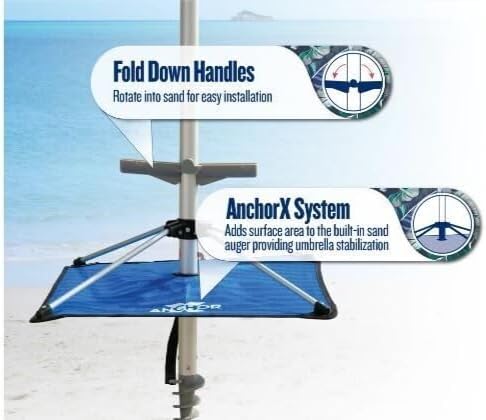 T0MMY BAHAMA 8 ft Beach Umbrella with wind vent and sand anchor