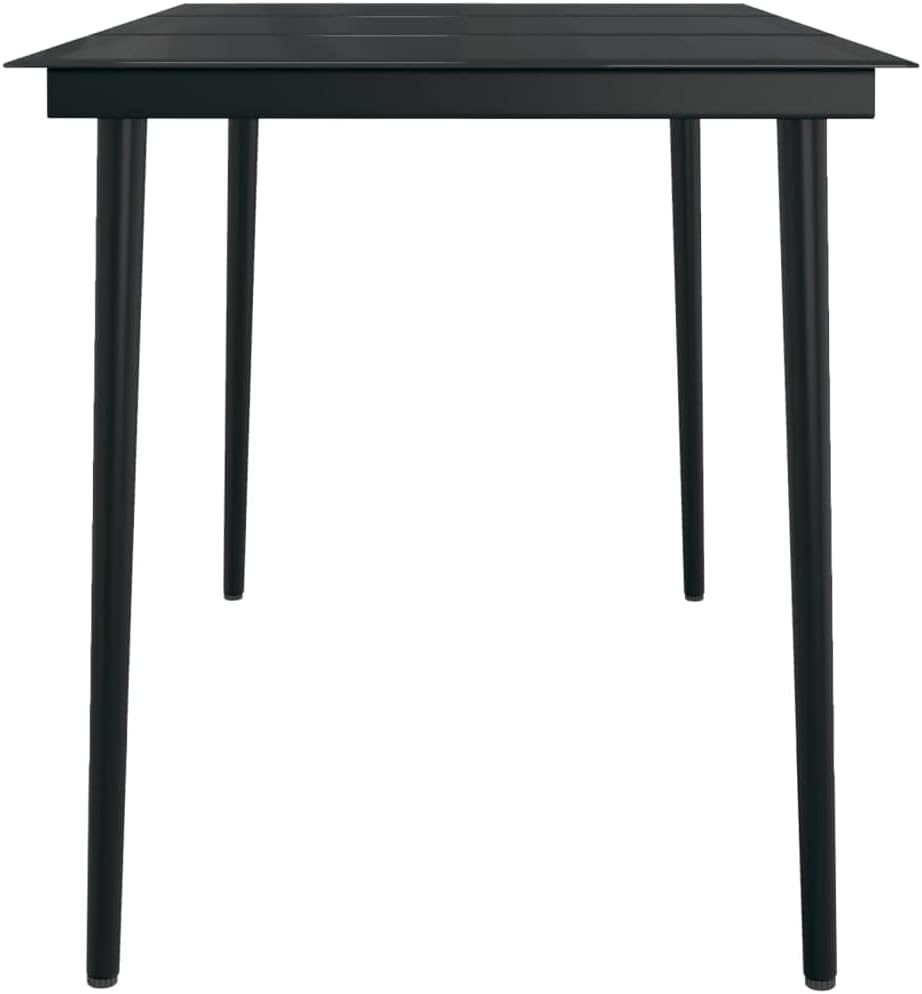 7-Piece Garden Dining Set, Black PE Rattan & Powder-Coated Steel Frame, Glass Top, 6-Seater Outdoor Patio Furniture for Balcony Terrace