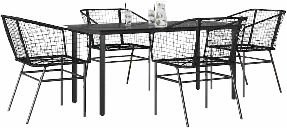 Garden Dining Set Brown Poly Rattan 6-Seater Outdoor Chairs Patio Furniture Set for Outdoor Terrace