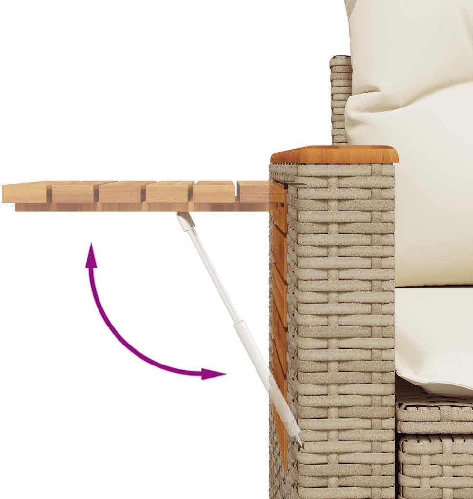 Garden Sofa Set Beige PE Rattan Modular Outdoor Furniture Set for Patio Balcony and Terrace 6 Seater Weather Resistant Comfortable Cushions