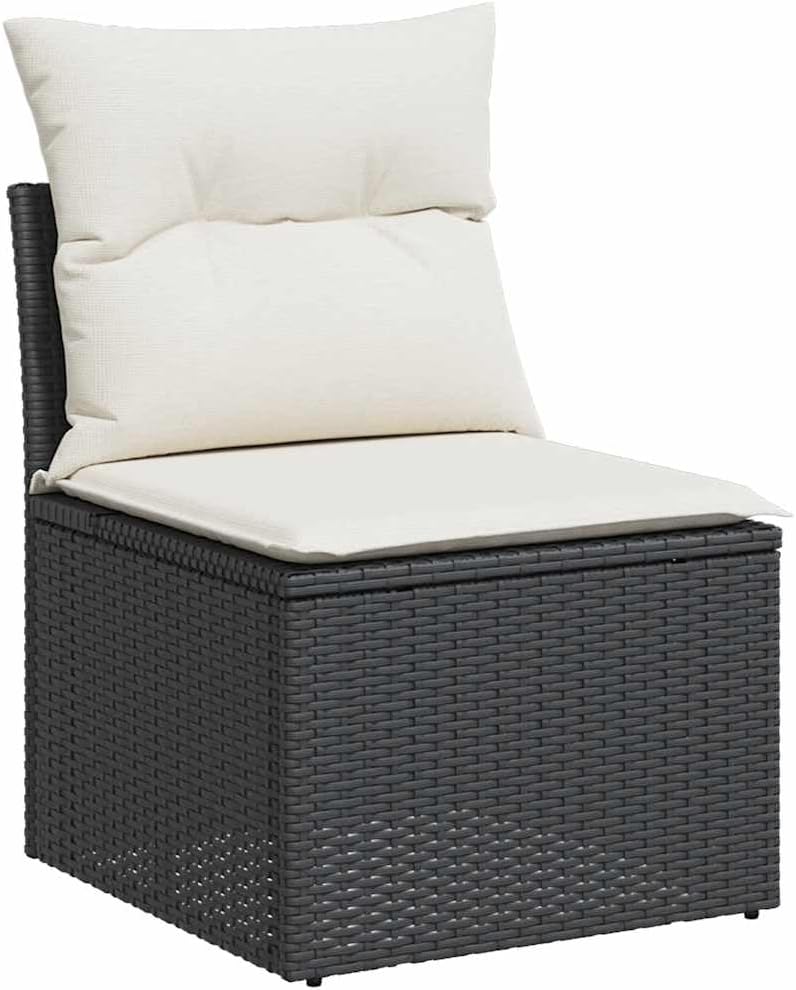 Garden Sofa Set Black PE Rattan 6 Seater Outdoor Sofa Set Outdoor Decor Patio Furniture for Balcony Terrace