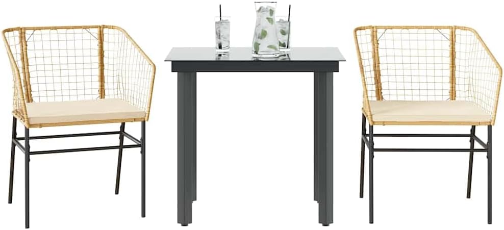Garden Dining Set Brown Poly Rattan 6-Seater Outdoor Chairs Patio Furniture Set for Outdoor Terrace