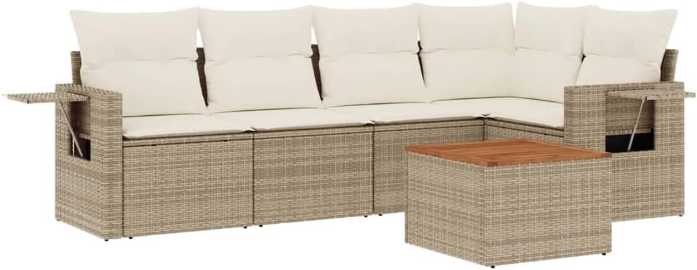 Youuihom Black PE Rattan Modular Garden Sofa Set Sectional Patio Furniture Outdoor Seating for Patio Garden Terrace 6-Seater with Weather-Resistant Cushions