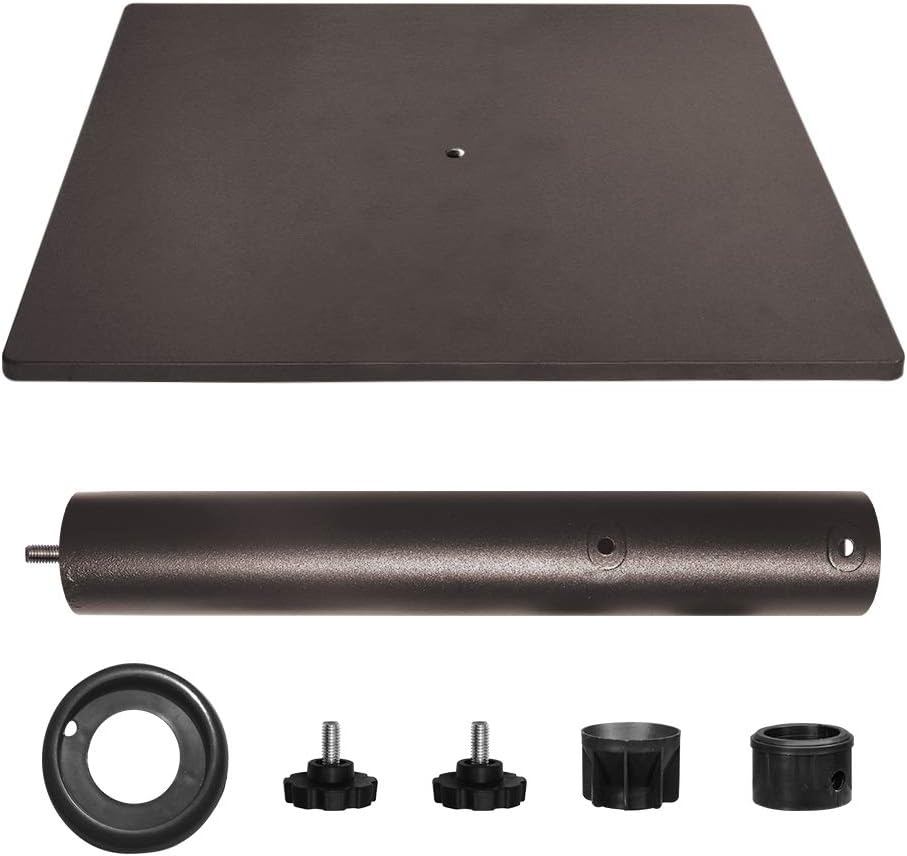 EliteShade USA Up to 160 lbs Square Umbrella Base Steel Plate Stand Market Patio Outdoor Heavy Duty Umbrella Holder, Bonus 18.5" Square Weight Sand Bag, Sand is not Included, Reddish-Brown