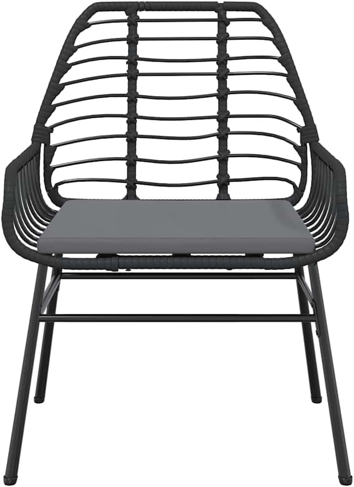 Garden Dining Set Black Poly Rattan Six-Seater Removable Covers Outdoor Furniture Outdoor Decor for Terrace Balcony