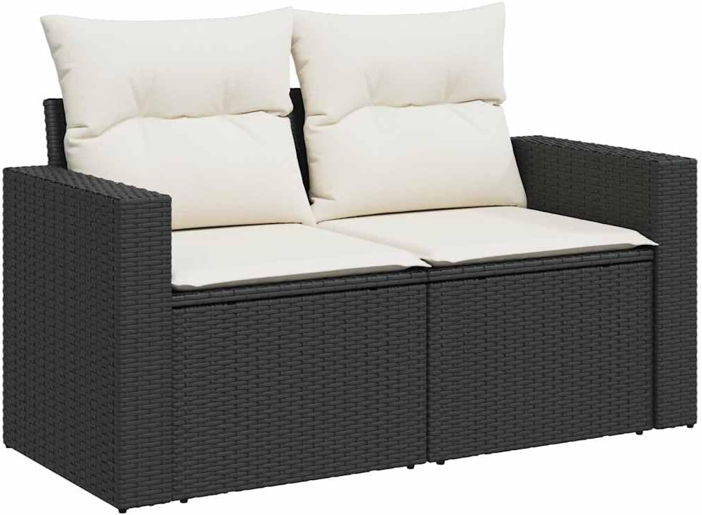 Modular Garden Sofa Set with Cushions Black PE Rattan Outdoor Furniture for Patio Garden and Terrace 6 Seater Durable Comfortable Modern Design