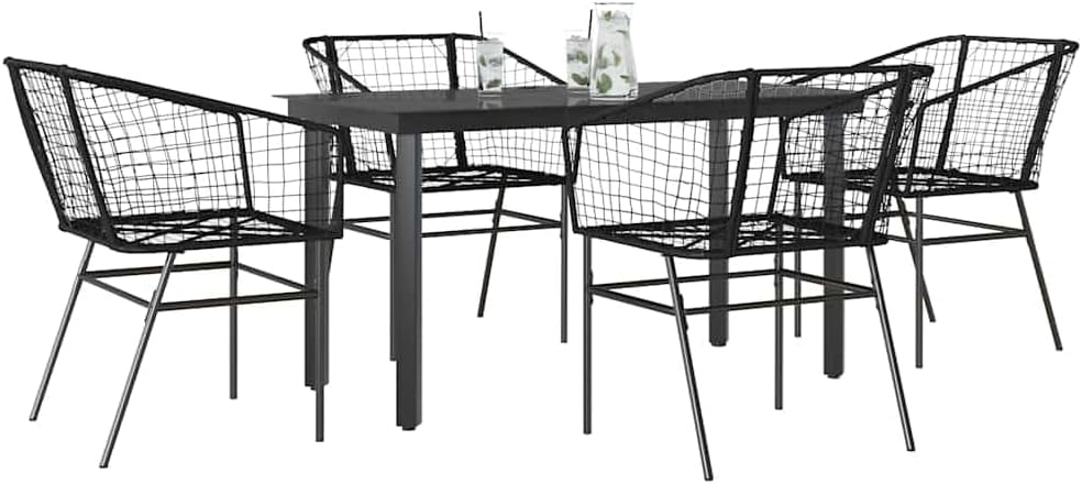 Garden Dining Set Brown Poly Rattan 6-Seater Outdoor Chairs Patio Furniture Set for Outdoor Terrace