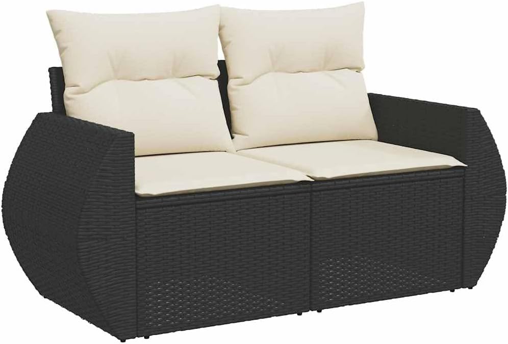 Garden Sofa Set Black PE Rattan 6 Seater Outdoor Sofa Set Outdoor Decor Patio Furniture for Balcony Terrace