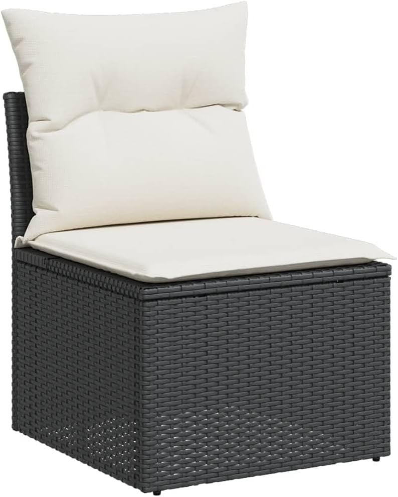 Youuihom Black PE Rattan Modular Garden Sofa Set Sectional Patio Furniture Outdoor Seating for Patio Garden Terrace 6-Seater with Weather-Resistant Cushions