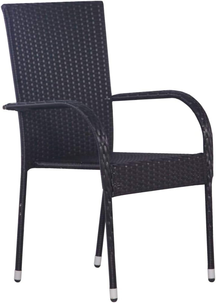 7-Piece Garden Dining Set, Black PE Rattan & Powder-Coated Steel Frame, Glass Top, 6-Seater Outdoor Patio Furniture for Balcony Terrace