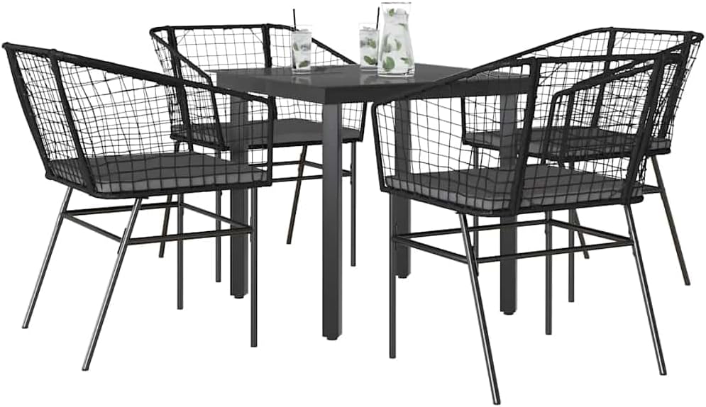 Garden Dining Set Brown Poly Rattan 6-Seater Outdoor Chairs Patio Furniture Set for Outdoor Terrace