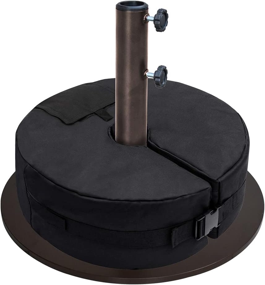 EliteShade USA Up to 140 lbs Round Umbrella Base Steel Plate Stand Market Patio Outdoor Heavy Duty Umbrella Holder, Bonus 18" Round Weight Sand Bag (Sand is not Included), Reddish-Brown