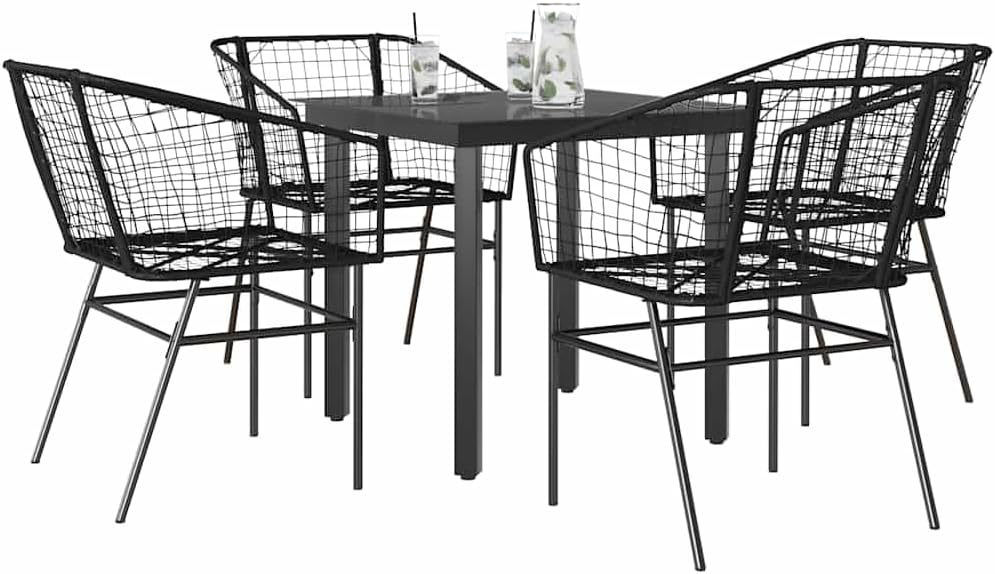 Garden Dining Set Brown Poly Rattan 6-Seater Outdoor Chairs Patio Furniture Set for Outdoor Terrace