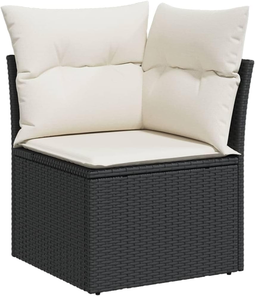 Youuihom Black PE Rattan Modular Garden Sofa Set Sectional Patio Furniture Outdoor Seating for Patio Garden Terrace 6-Seater with Weather-Resistant Cushions