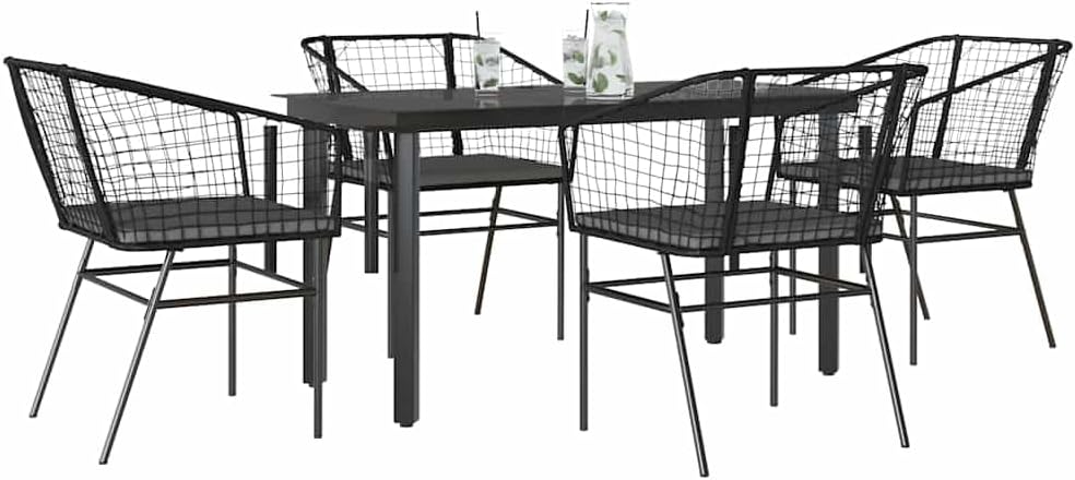 Garden Dining Set Brown Poly Rattan 6-Seater Outdoor Chairs Patio Furniture Set for Outdoor Terrace