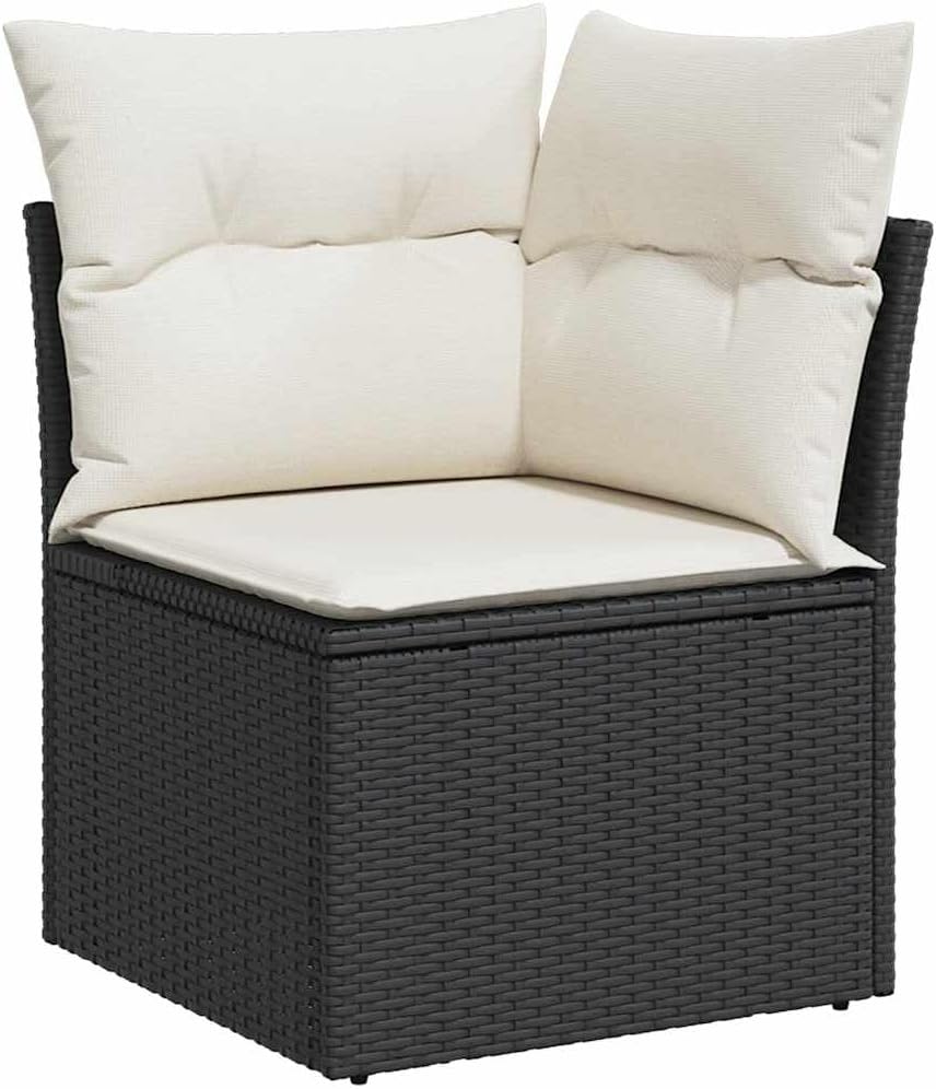 Modular Garden Sofa Set with Cushions Black PE Rattan Outdoor Furniture for Patio Garden and Terrace 6 Seater Durable Comfortable Modern Design