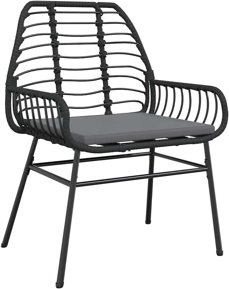 Garden Dining Set Black Poly Rattan Six-Seater Removable Covers Outdoor Furniture Outdoor Decor for Terrace Balcony