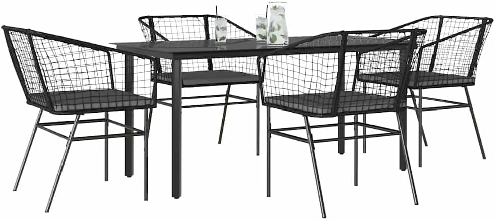 Garden Dining Set Brown Poly Rattan 6-Seater Outdoor Chairs Patio Furniture Set for Outdoor Terrace