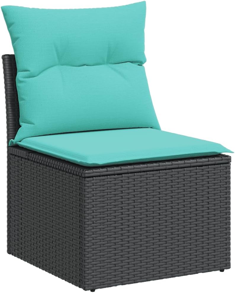 vidaXL Patio Sofa Set - 6 Piece Seater with Cushions - Black PE Rattan & Powder-Coated Steel - Ideal for Outdoor Patio, Terrace, or Garden