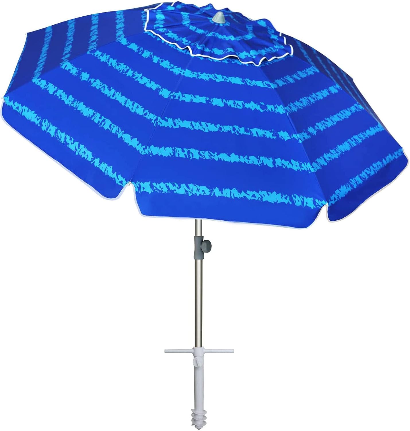 AMMSUN 7ft Heavy Duty High Wind Beach Umbrella Parasols with Sand Anchor Vent Tilt UV 50+ Sun Protection Portable Outdoor Sunshade Umbrellas Carry Bag for Patio Garden Pool Backyard Blue