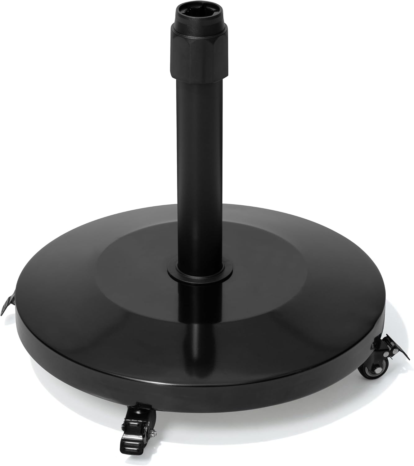 Patio Umbrella Base with 4 Wheels, 55lbs Round Heavy Duty Concrete Stand for Outdoor Market Umbrella, Black