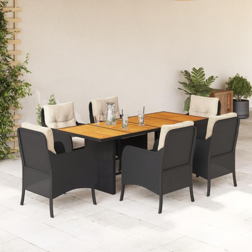 Garden Dining Set Brown Poly Rattan 6-Seater Outdoor Decor Patio Furniture for Outdoor Terrace