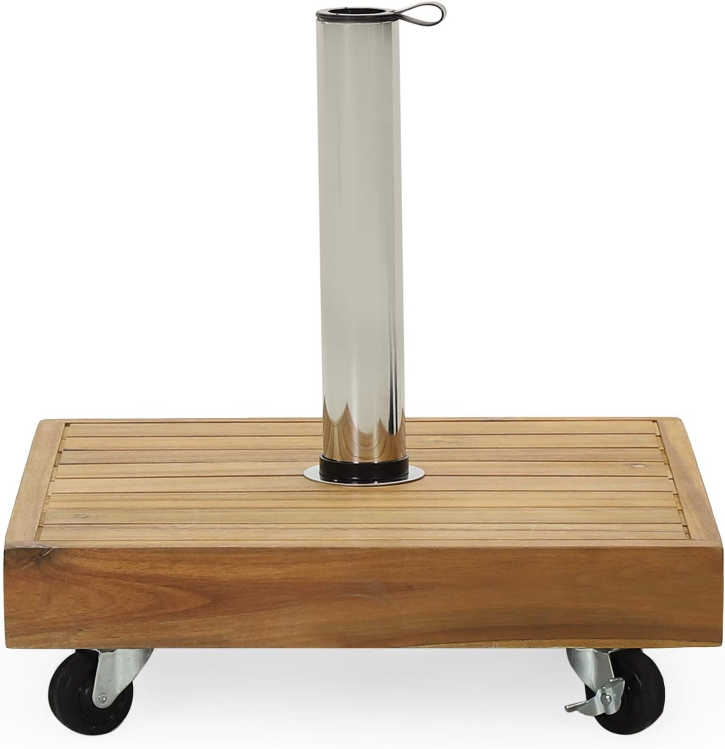 Christopher Knight Home Ralph Outdoor 49lb Square Umbrella Base - Acacia Wood and Stainless Steel - Teak
