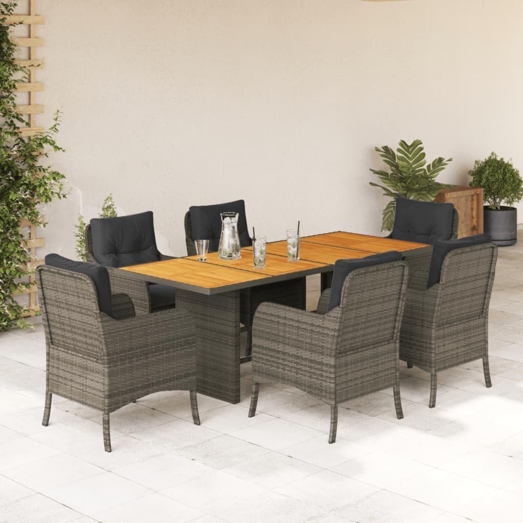 Garden Dining Set Brown Poly Rattan 6-Seater Outdoor Decor Patio Furniture for Outdoor Terrace