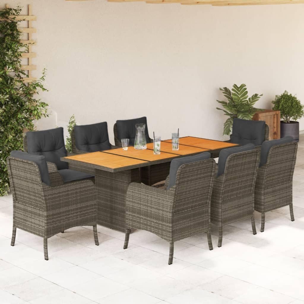Garden Dining Set Brown Poly Rattan 6-Seater Outdoor Decor Patio Furniture for Outdoor Terrace