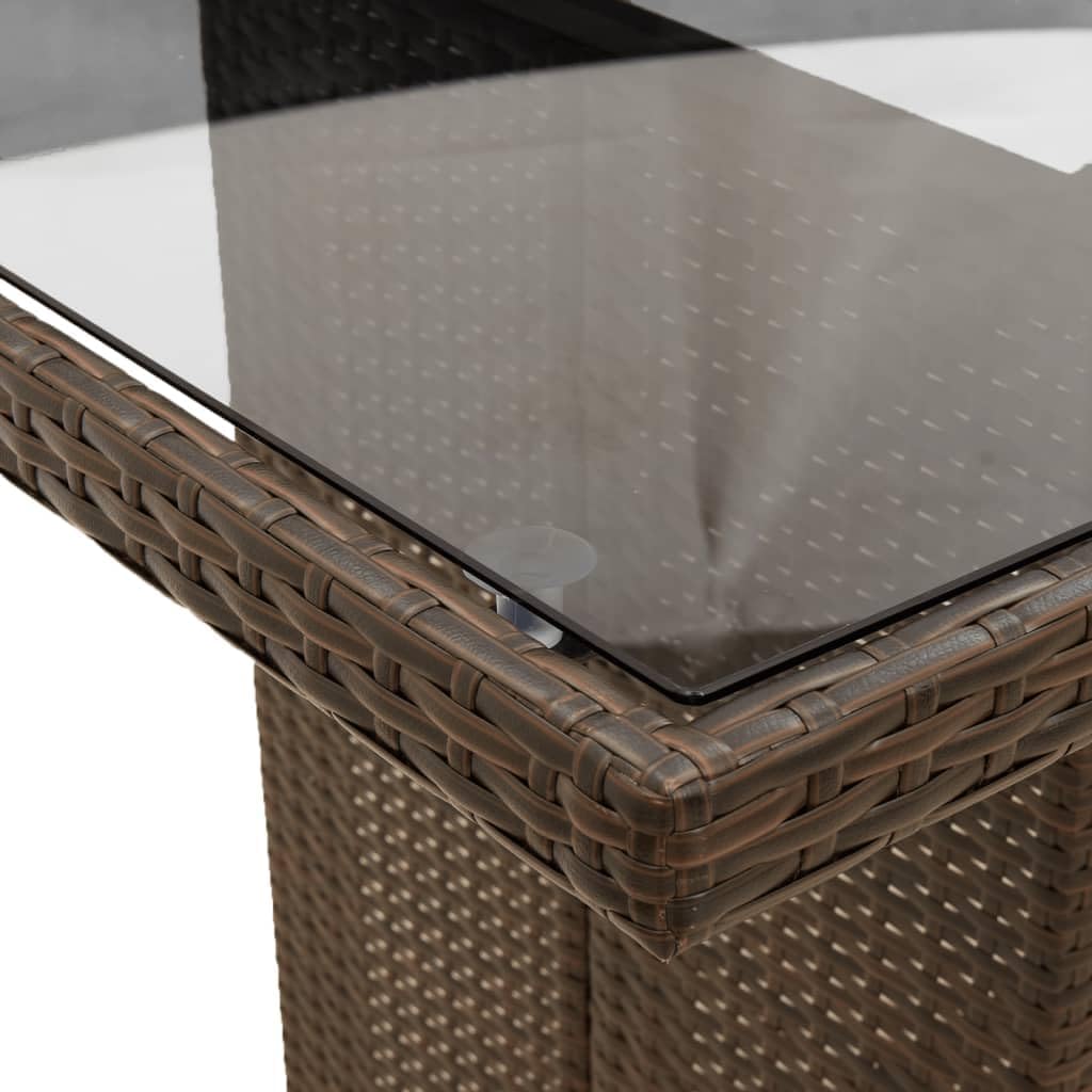 Garden Dining Set Brown Poly Rattan 6-Seater Outdoor Decor Patio Furniture for Outdoor Terrace