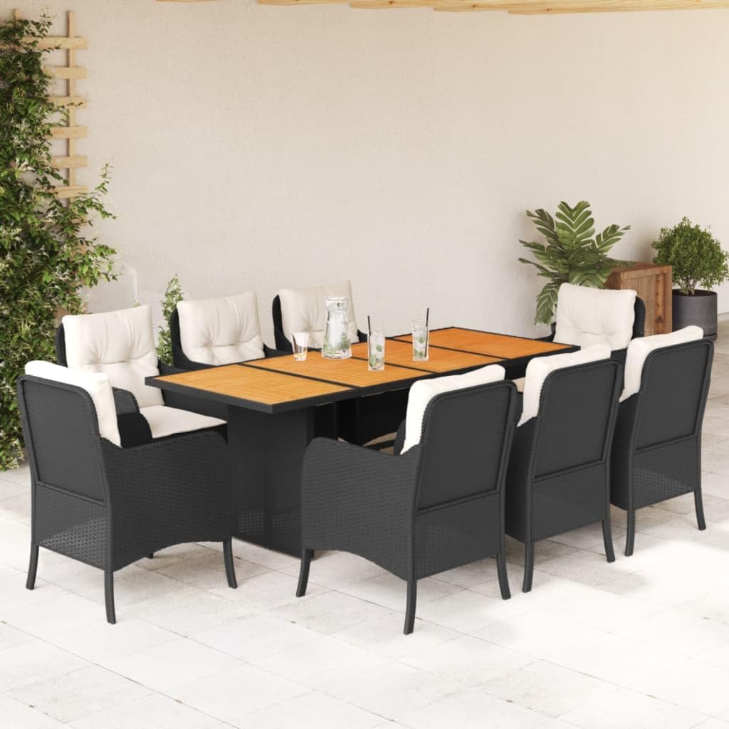 Garden Dining Set Brown Poly Rattan 6-Seater Outdoor Decor Patio Furniture for Outdoor Terrace