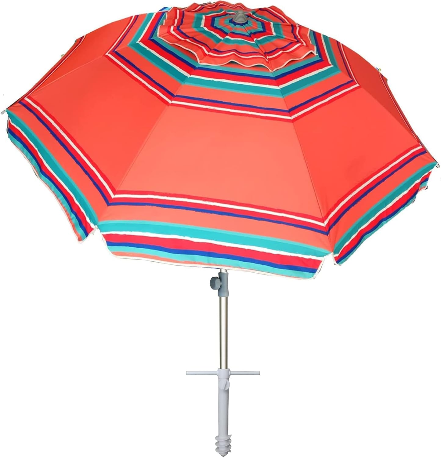 AMMSUN 7ft Heavy Duty High Wind Beach Umbrella Parasols with Sand Anchor Vent Tilt UV 50+ Sun Protection Portable Outdoor Sunshade Umbrellas Carry Bag for Patio Garden Pool Backyard Blue