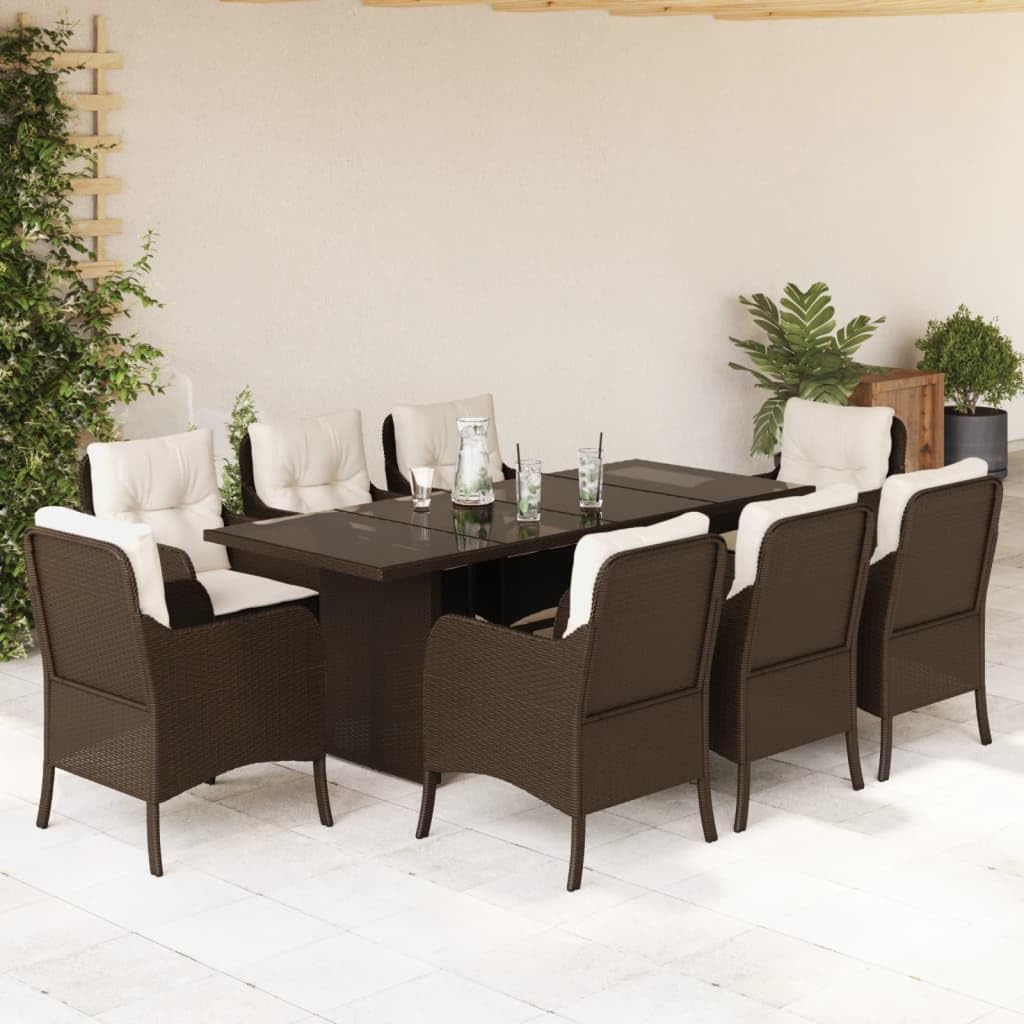 Garden Dining Set Brown Poly Rattan 6-Seater Outdoor Decor Patio Furniture for Outdoor Terrace