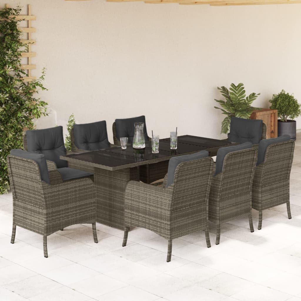 Garden Dining Set Brown Poly Rattan 6-Seater Outdoor Decor Patio Furniture for Outdoor Terrace
