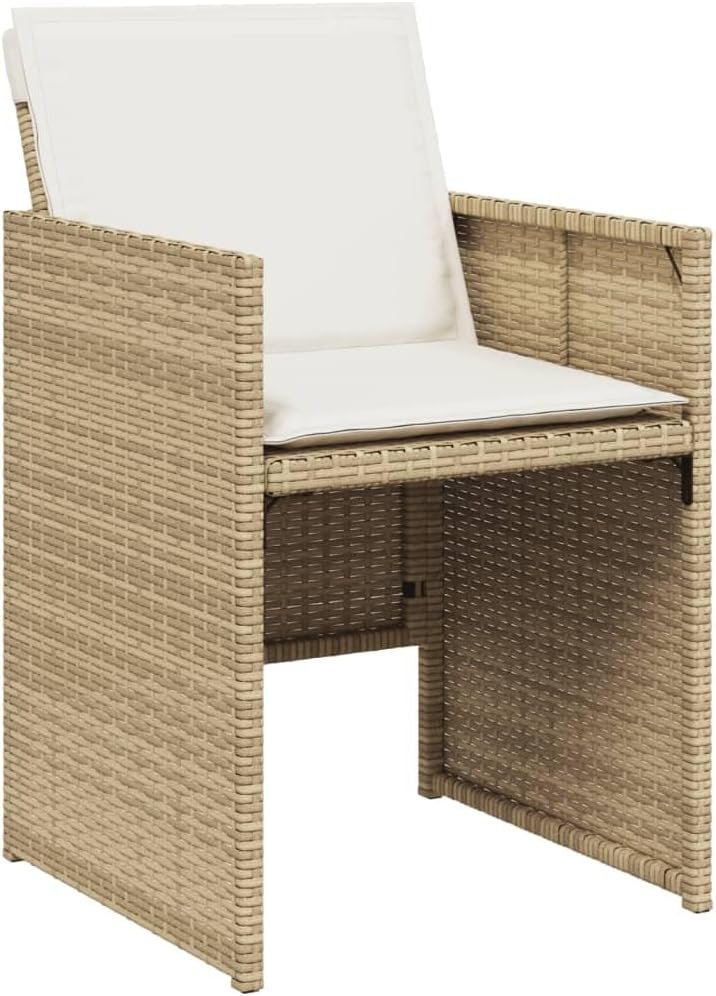 Patio Dining Set Set of 6 Beige PE Rattan 6-Seater Foldable Outdoor Furniture Patio Furniture for Terrace Outdoor