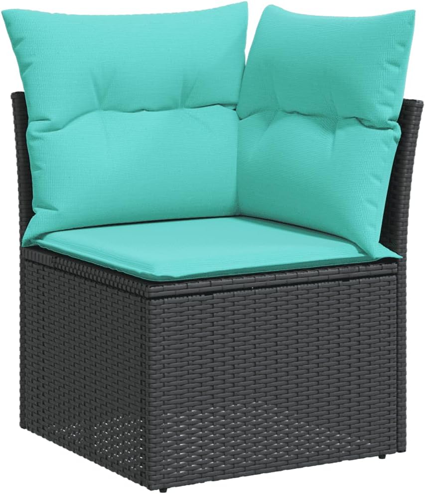 vidaXL Patio Sofa Set - 6 Piece Seater with Cushions - Black PE Rattan & Powder-Coated Steel - Ideal for Outdoor Patio, Terrace, or Garden