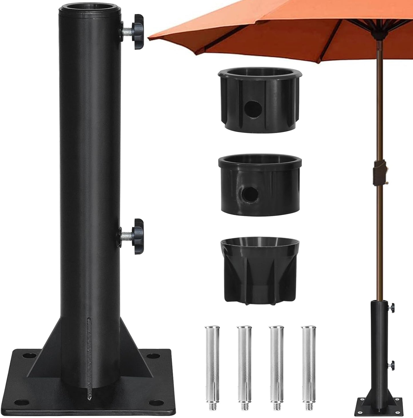 EliteShade USA In-ground Umbrella Base Stand Holder for Offset Cantilever Patio Umbrella, Silver