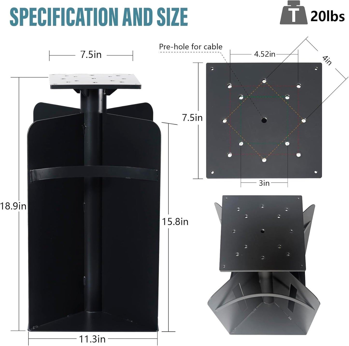 In-ground Umbrella Base for Offset Cantilever Umbrellas, Stainless Steels Outdoor Umbrella Base, Upright Outdoor Umbrella Holder