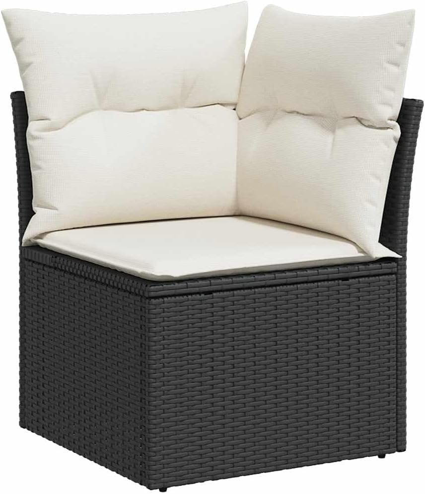Garden Sofa Set Black PE Rattan 6 Seater Outdoor Sofa Set Outdoor Decor Patio Furniture for Balcony Terrace
