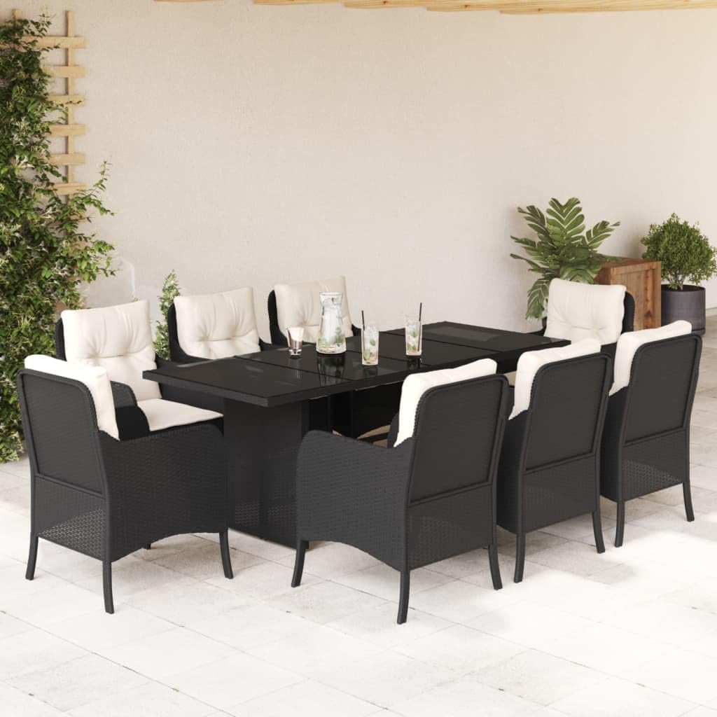 Garden Dining Set Brown Poly Rattan 6-Seater Outdoor Decor Patio Furniture for Outdoor Terrace