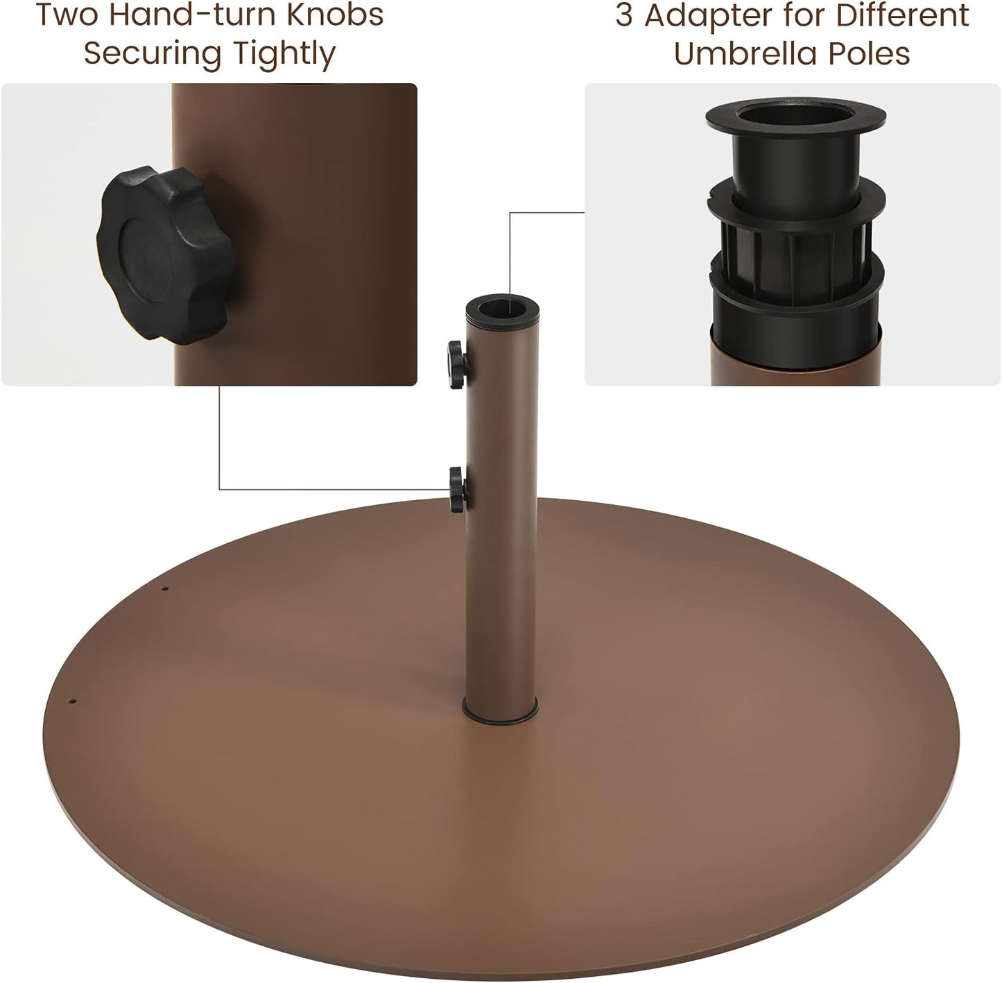 Giantex Patio Umbrella Base, 59 LBS Heavy-Duty Round Umbrella Stand, 29.5 Inch Outdoor Steel Umbrella Holder for Poolside, Backyard, Lawn, Brown