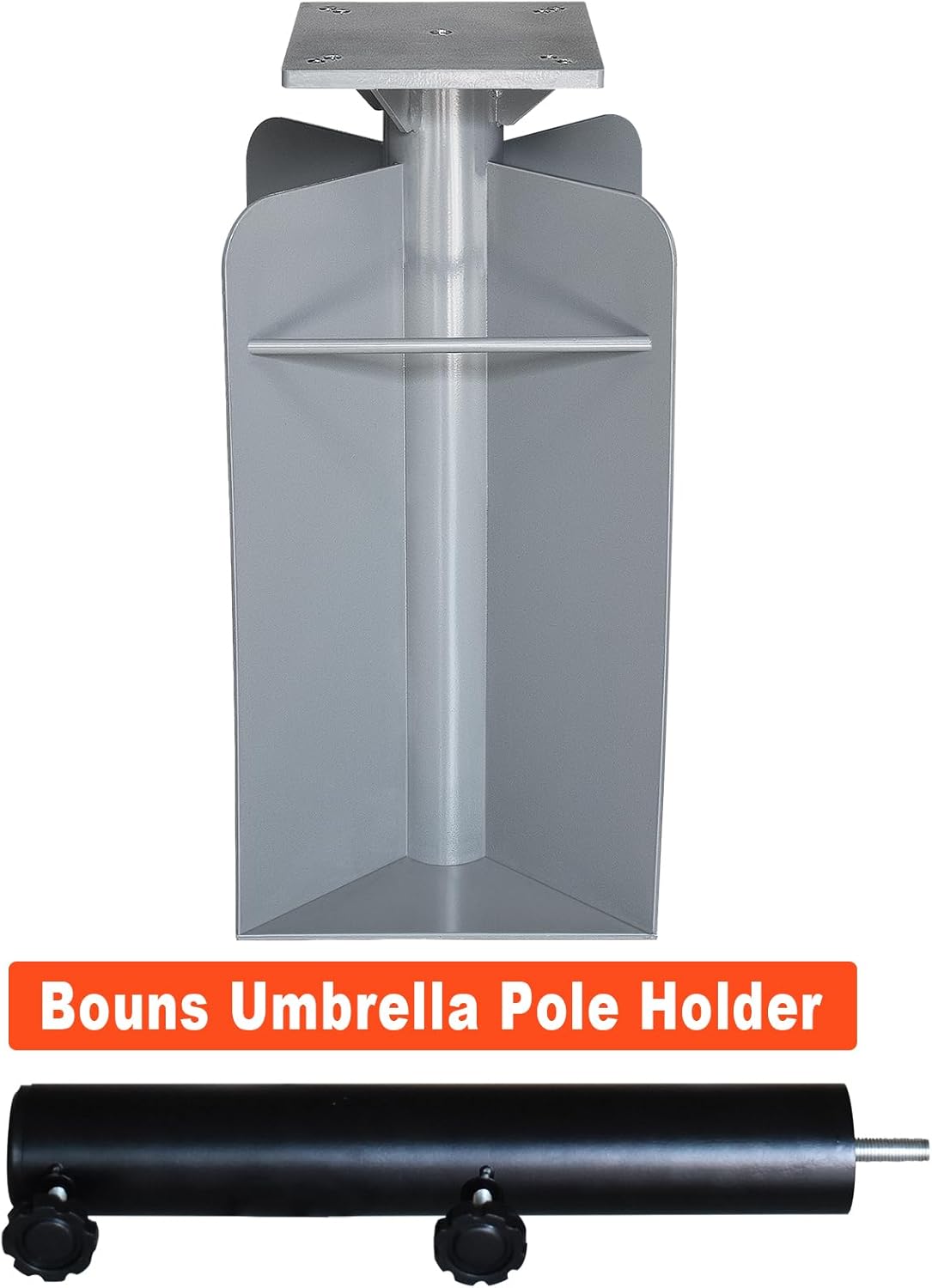 EliteShade USA In-ground Umbrella Base Stand Holder for Offset Cantilever Patio Umbrella, Silver