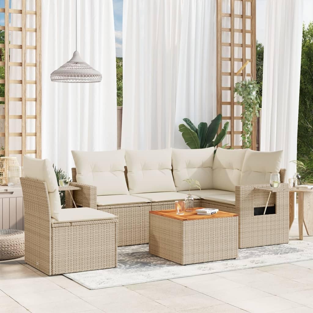 Youuihom Black PE Rattan Modular Garden Sofa Set Sectional Patio Furniture Outdoor Seating for Patio Garden Terrace 6-Seater with Weather-Resistant Cushions