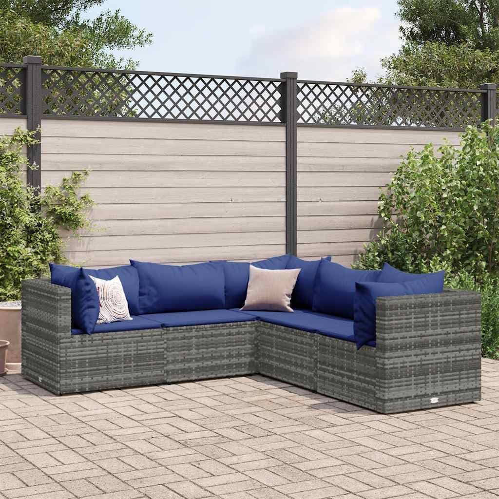 Patio Lounge Set Modern Outdoor Furniture PE Rattan with Green Cushions UV Resistant for Garden Balcony Terrace 6-Seater