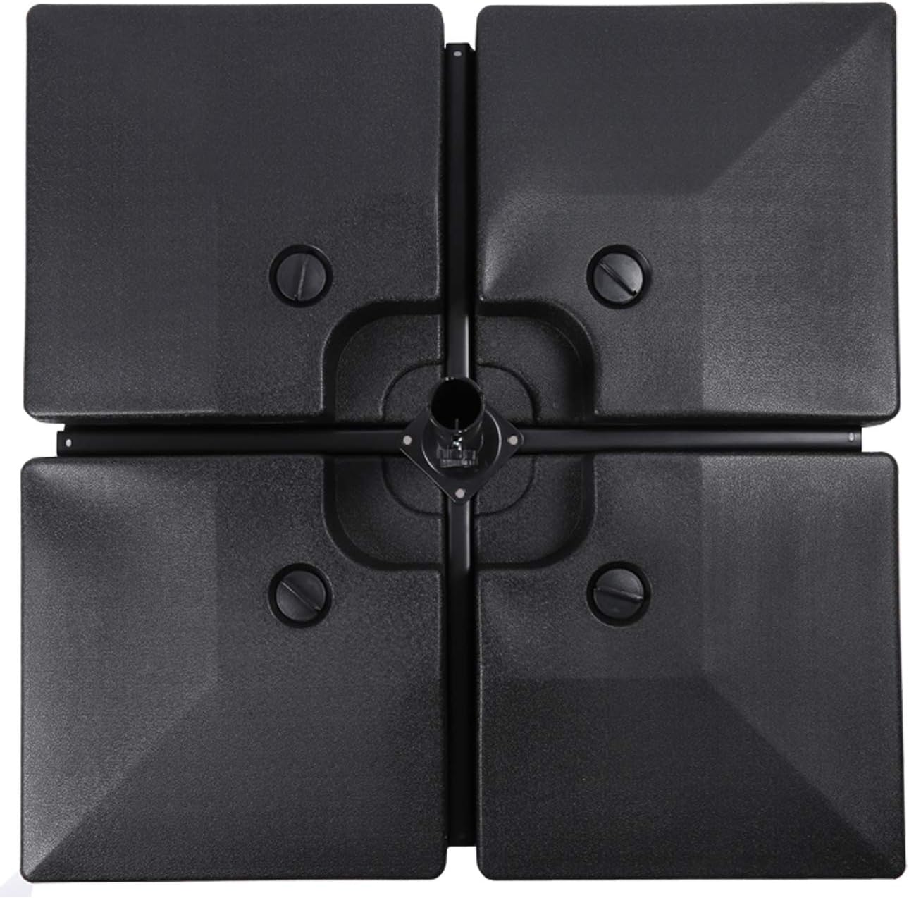 Sunnyglade 4pcs 200LB Square Patio Umbrella Base Water Filled Umbrella Stand Suitable for All Kinds Of Cross Tiles (Black)