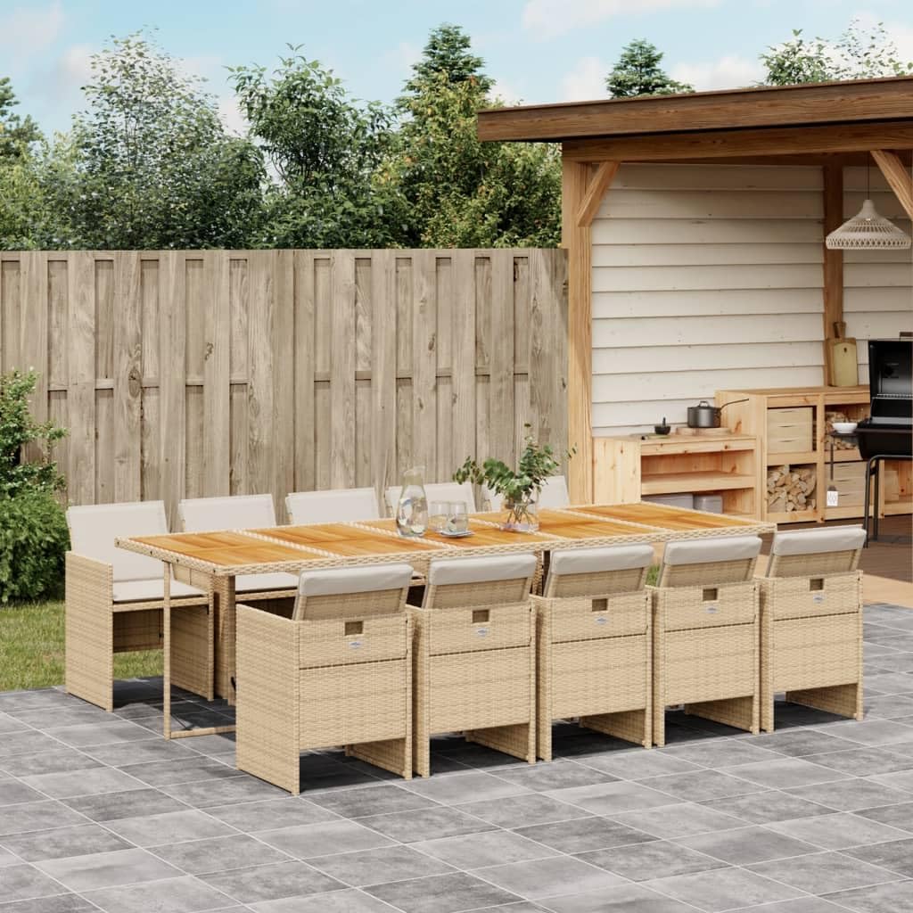 Patio Dining Set Set of 6 Beige PE Rattan 6-Seater Foldable Outdoor Furniture Patio Furniture for Terrace Outdoor