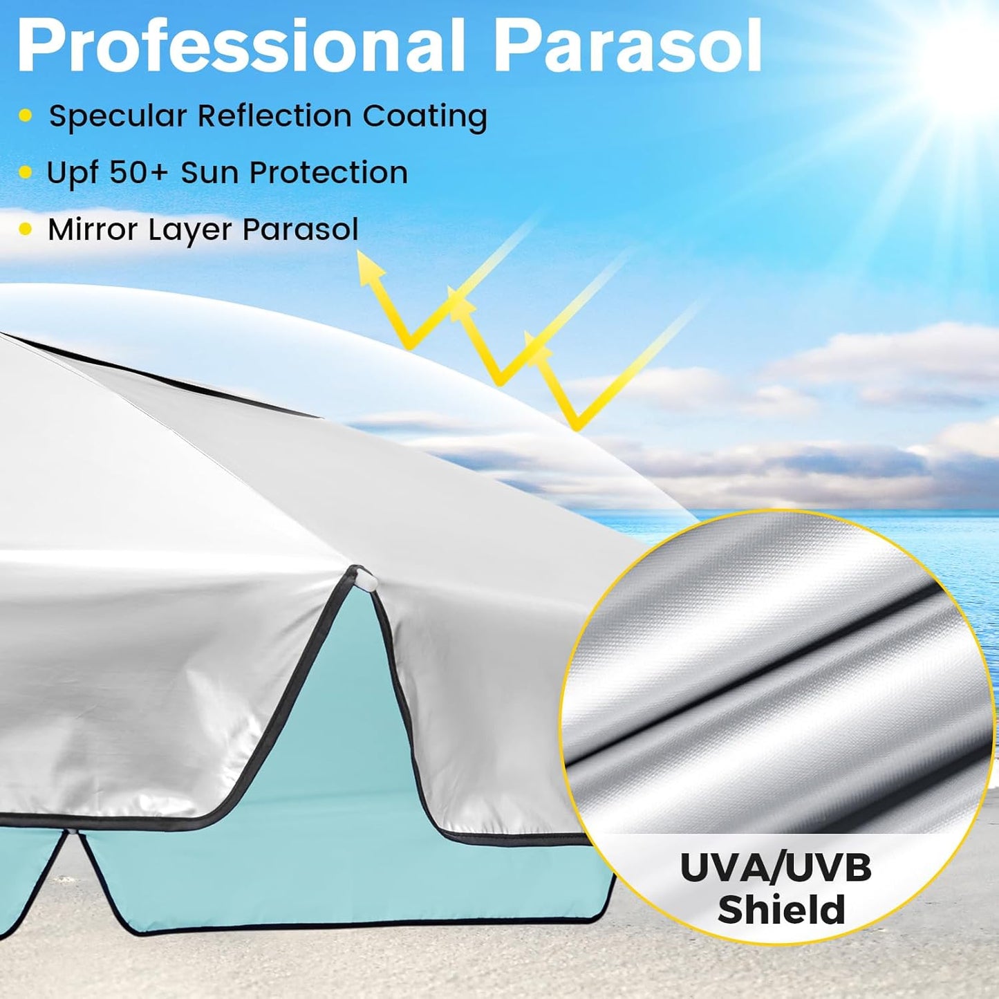 G4Free Heavy Duty Beach Umbrella for Sand, UPF 50+ UV Protection Sun Shelter Double Canopy with Air Vent and Push Button Tilt, 6.5 ft Portable Parasols with Carry Bag for Outdoor Patio Pool