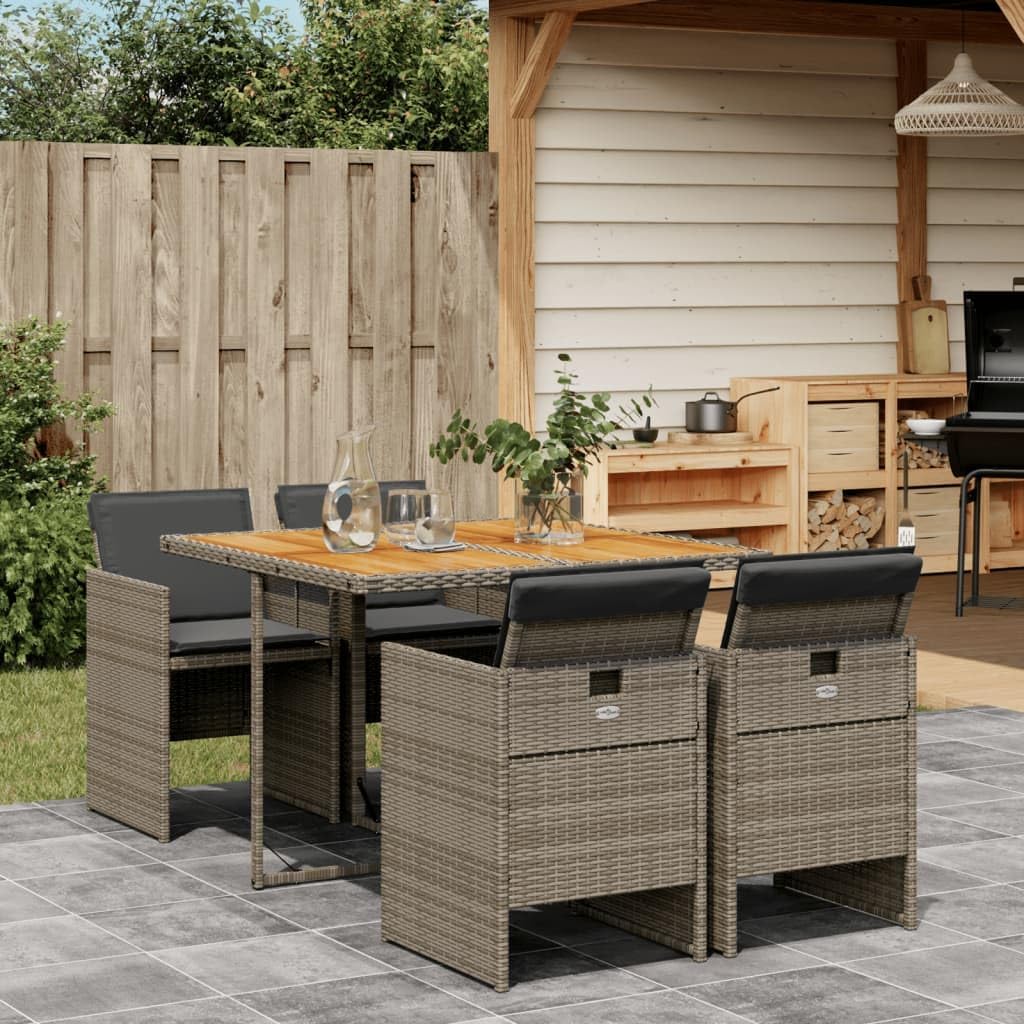 Patio Dining Set Set of 6 Beige PE Rattan 6-Seater Foldable Outdoor Furniture Patio Furniture for Terrace Outdoor